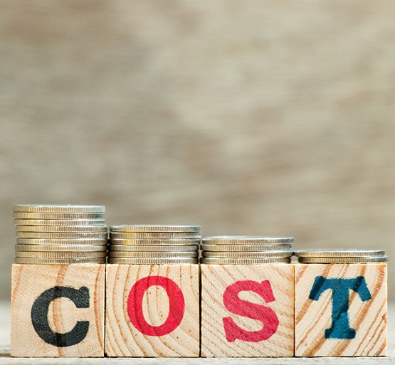 Cost written on wooden blocks